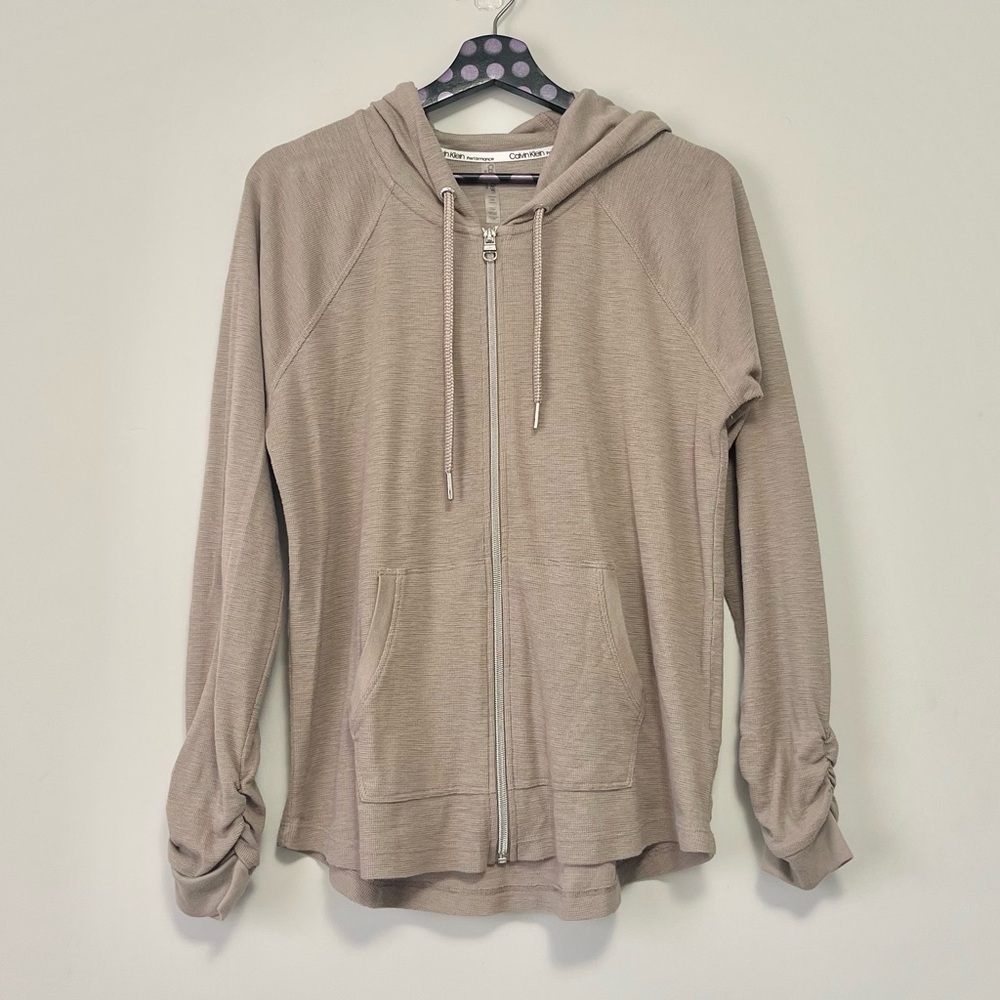 Calvin Klein Performance Ruched Long-Sleeve Zip Hoodie Size Large